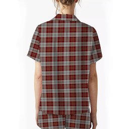 ScotsTee Shop Scottish MacPherson Dress Burgundy Dance Crest Women's Short Sleeve Short Set Tartan Pyjama Set