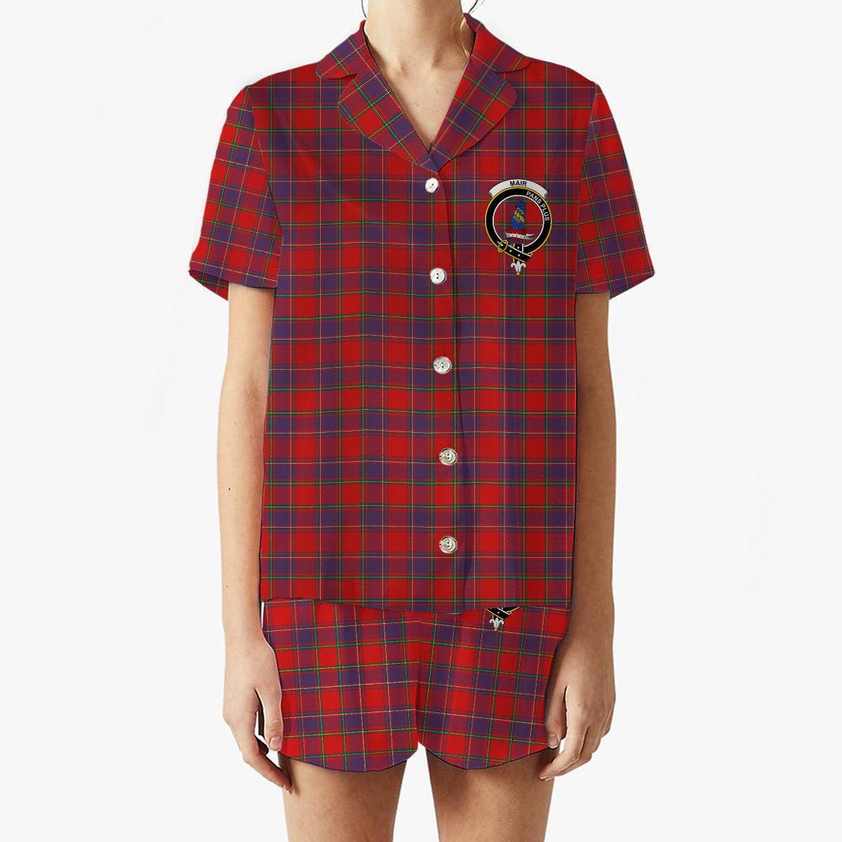 ScotsTee Shop Scottish Mair Modern Clan Crest Women's Short Sleeve Short Set Tartan Pyjama Set