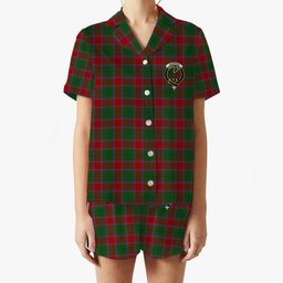 ScotsTee Shop Scottish MacPhail Blue Bands Crest Women's Short Sleeve Short Set Tartan Pyjama Set