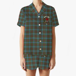 ScotsTee Shop Scottish Currie of Arran Modern Clan Crest Women's Short Sleeve Short Set Tartan Pyjama Set