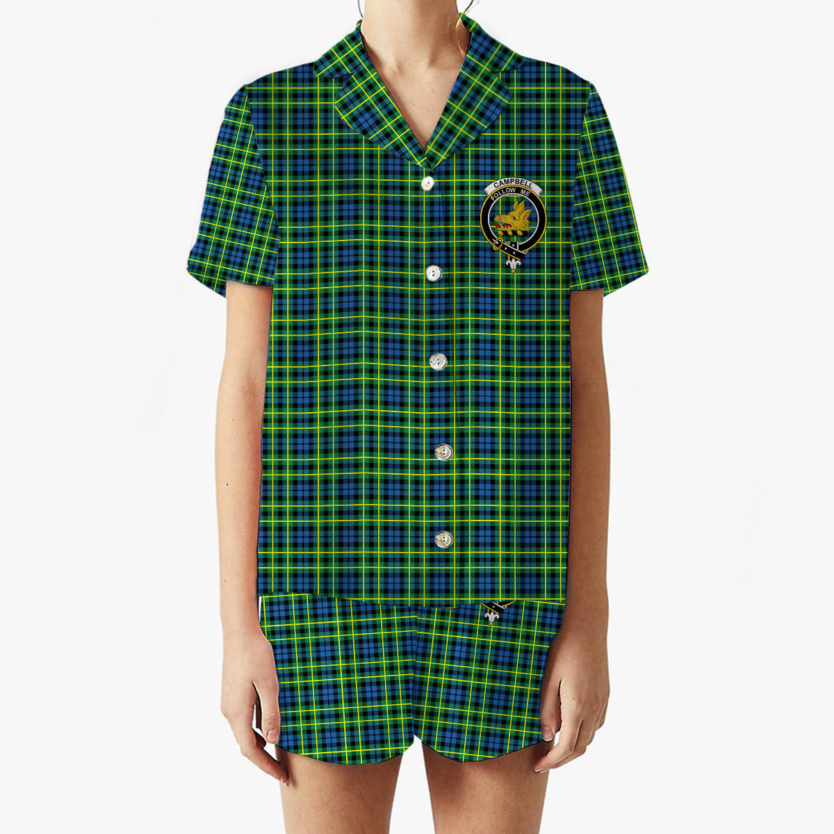 ScotsTee Shop Scottish Campbell of Breadalbane Ancient Crest Women's Short Sleeve Short Set Tartan Pyjama Set
