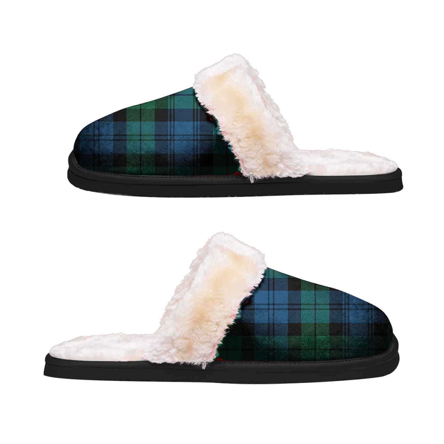 ScotsTee Shop Scottish Blackwatch Ancient Clan Tartan Slippers Warm House Plush Slippers