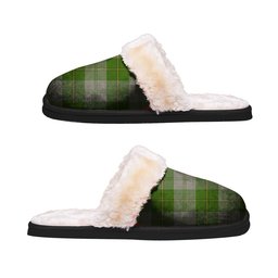 ScotsTee Shop Scottish Cunningham Dress Green Dancers Clan Tartan Slippers Warm House Plush Slippers