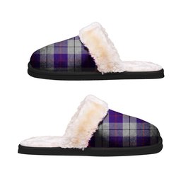 ScotsTee Shop Scottish MacRae Dress Purple Clan Tartan Slippers Warm House Plush Slippers