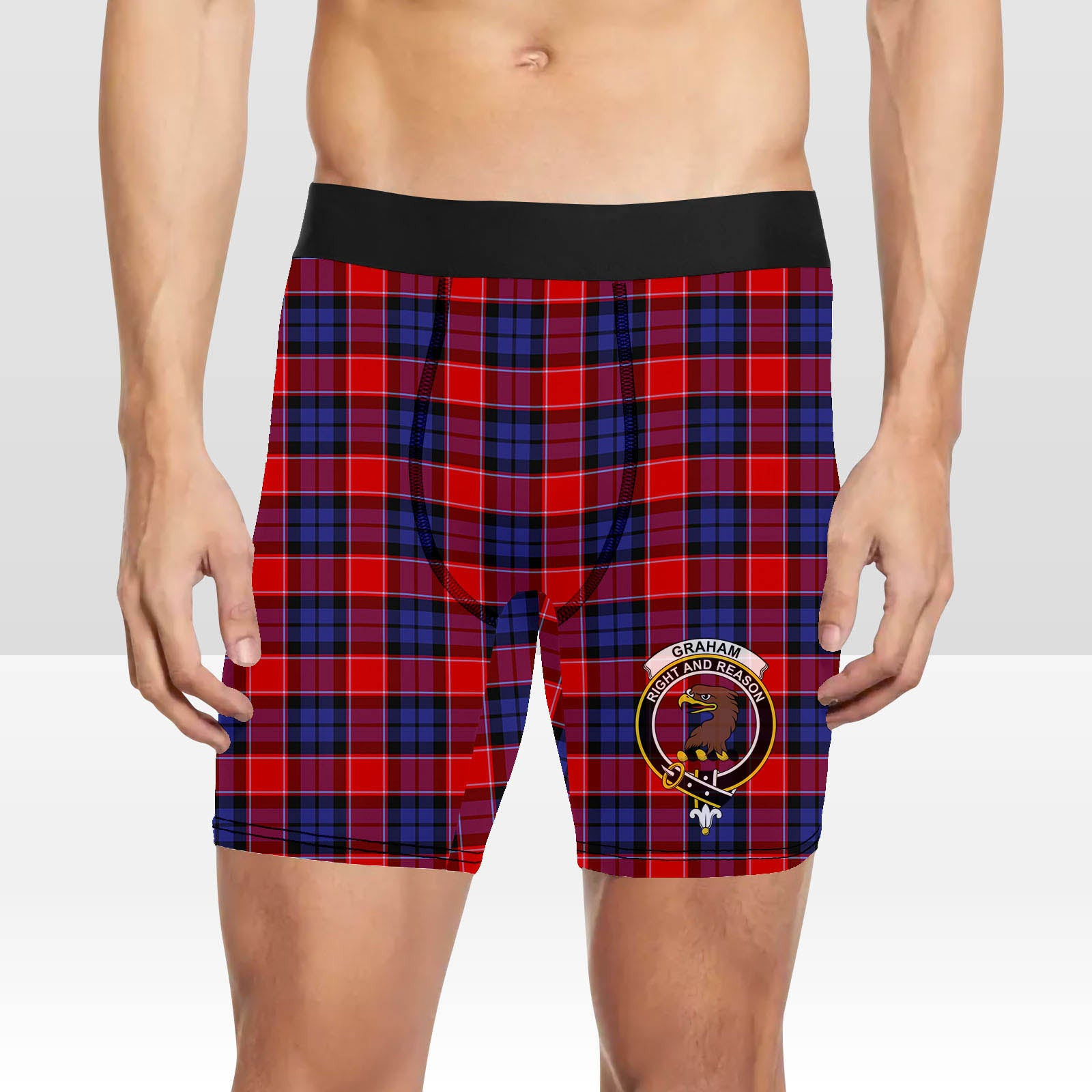 ScotsTee Shop Scottish Graham of Menteith Red Crest Tartan Boxer Shorts