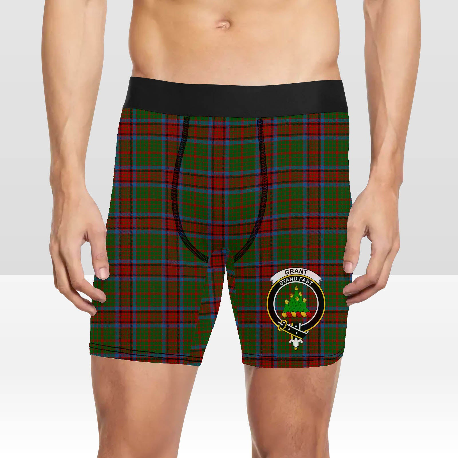 ScotsTee Shop Scottish Grant of Monymusk Crest Tartan Boxer Shorts