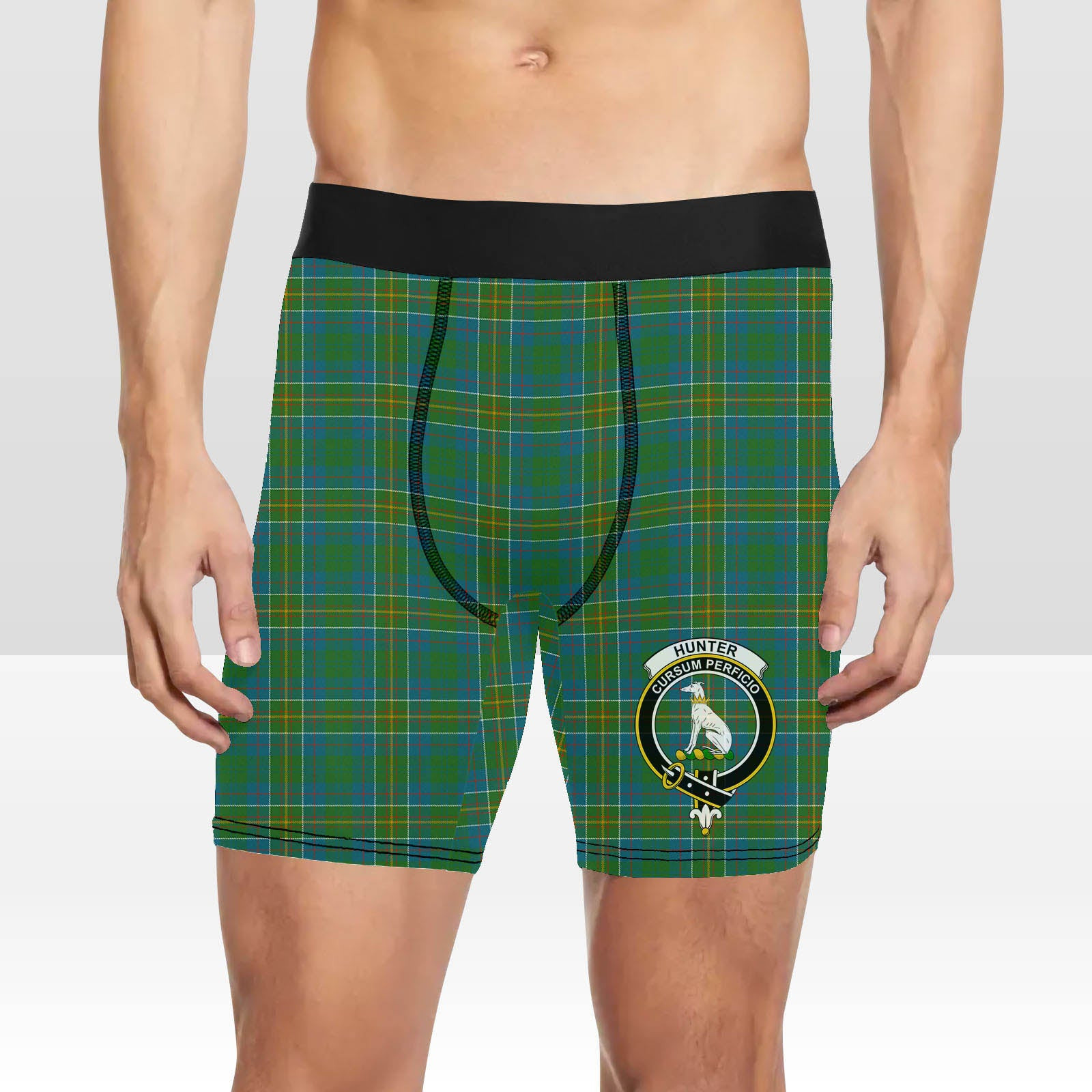 ScotsTee Shop Scottish Hunter of Hunterston Ancient Crest Tartan Boxer Shorts