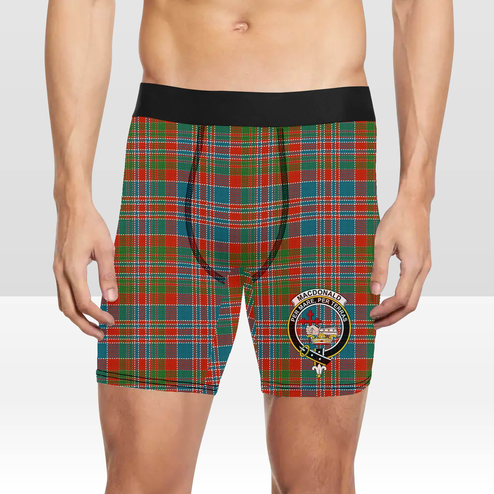 ScotsTee Shop Scottish MacDonald of Boisdale Ancient Crest Tartan Boxer Shorts