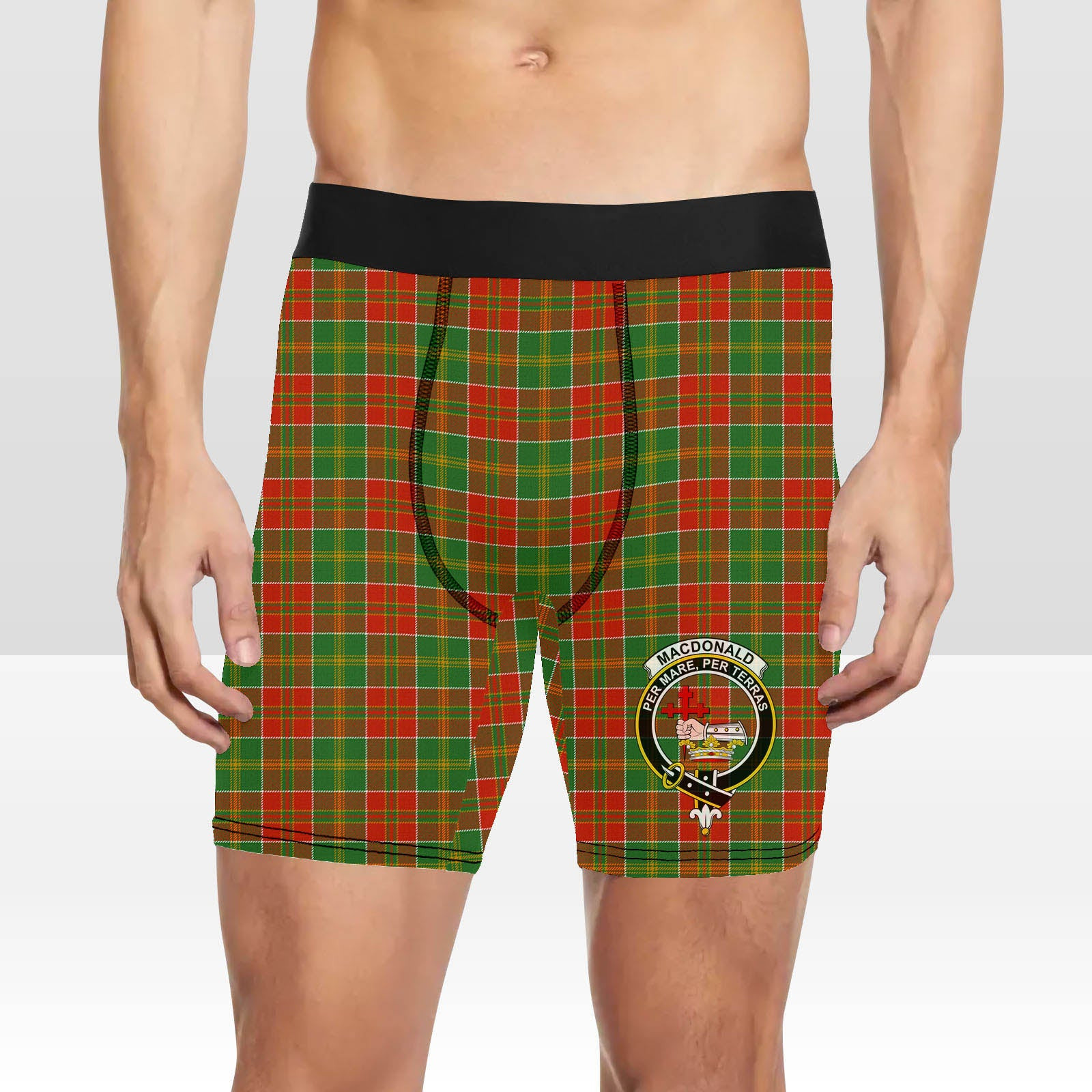 ScotsTee Shop Scottish MacDonald of Kingsburgh Ancient Crest Tartan Boxer Shorts