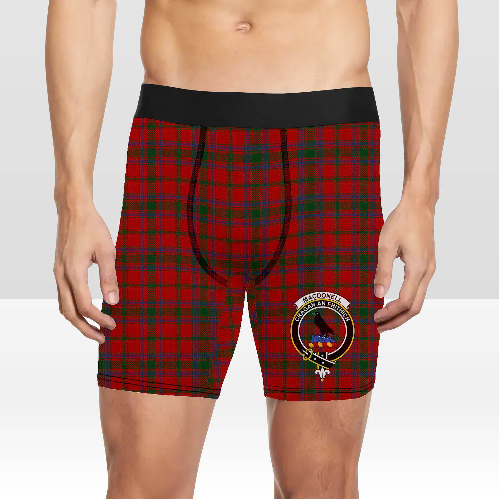 ScotsTee Shop Scottish MacDonell of Glengarry 4 Crest Tartan Boxer Shorts
