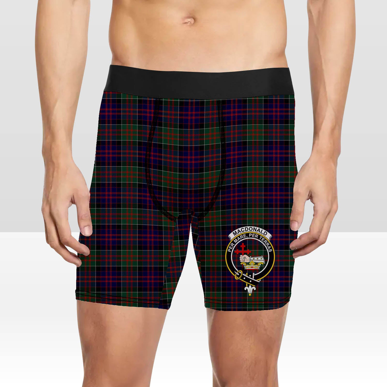 ScotsTee Shop Scottish MacDonald of Clanranald Crest Tartan Boxer Shorts
