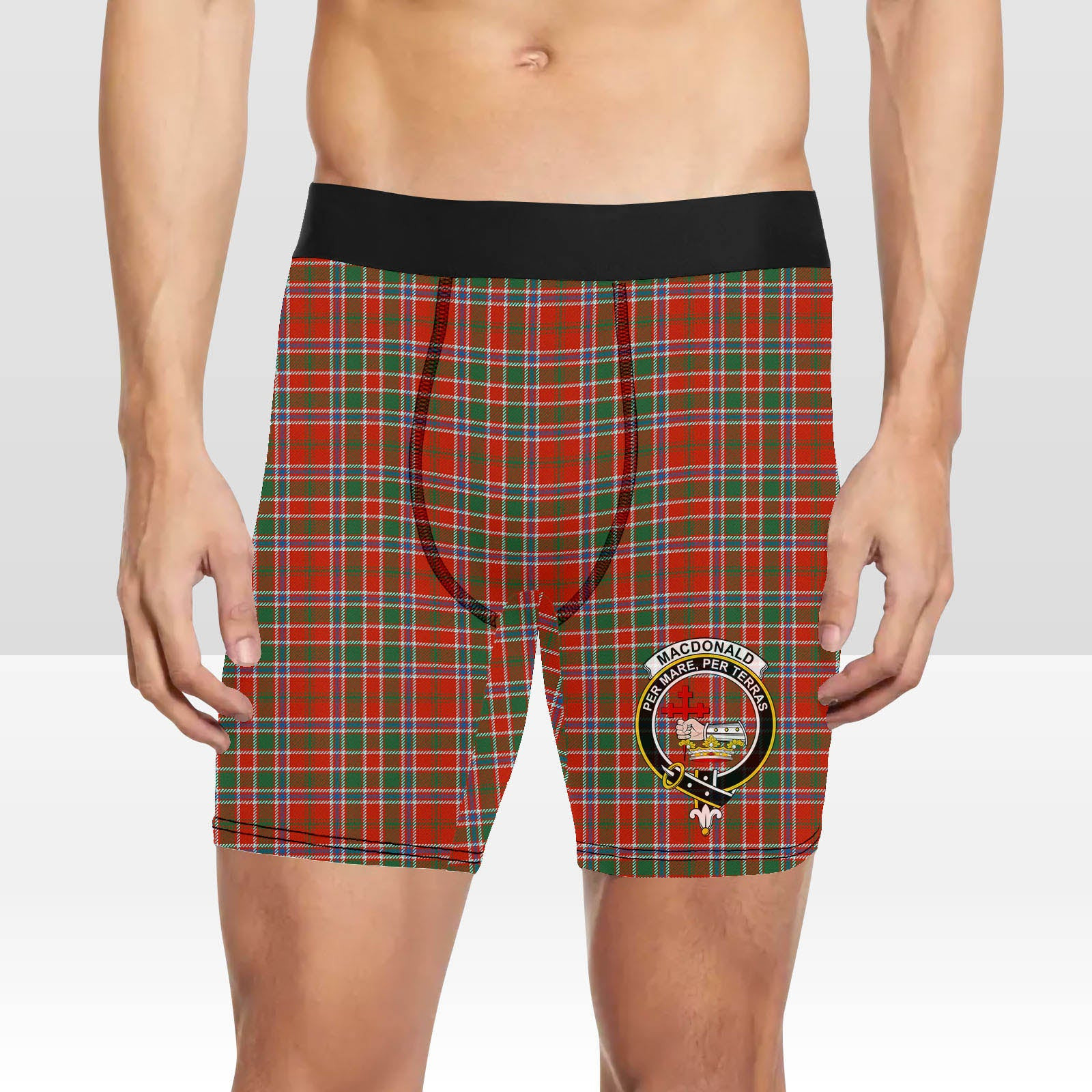 ScotsTee Shop Scottish MacDonald of Lochmaddy Ancient Crest Tartan Boxer Shorts
