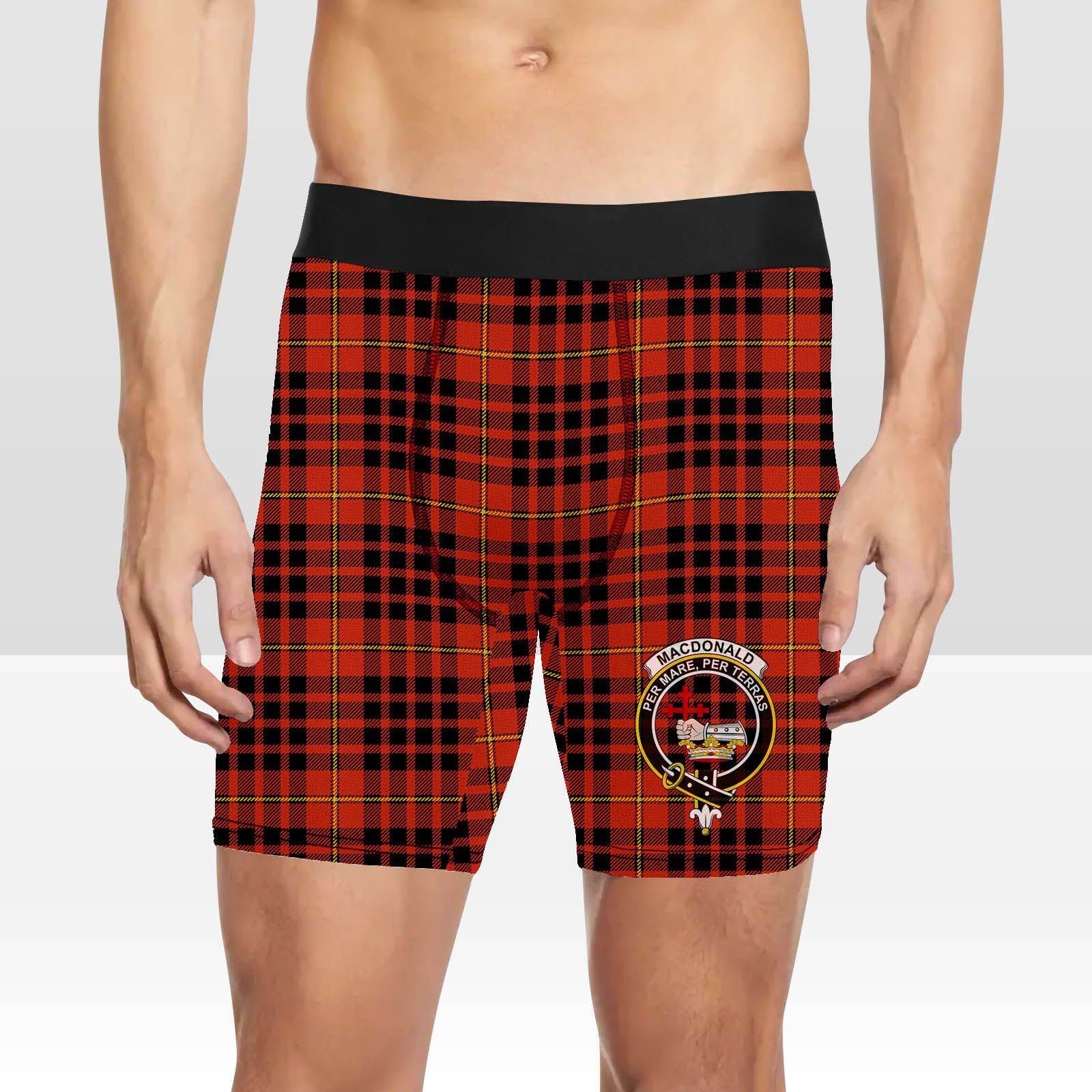 ScotsTee Shop Scottish MacDonald of Ardnamurchan Ancient Crest Tartan Boxer Shorts