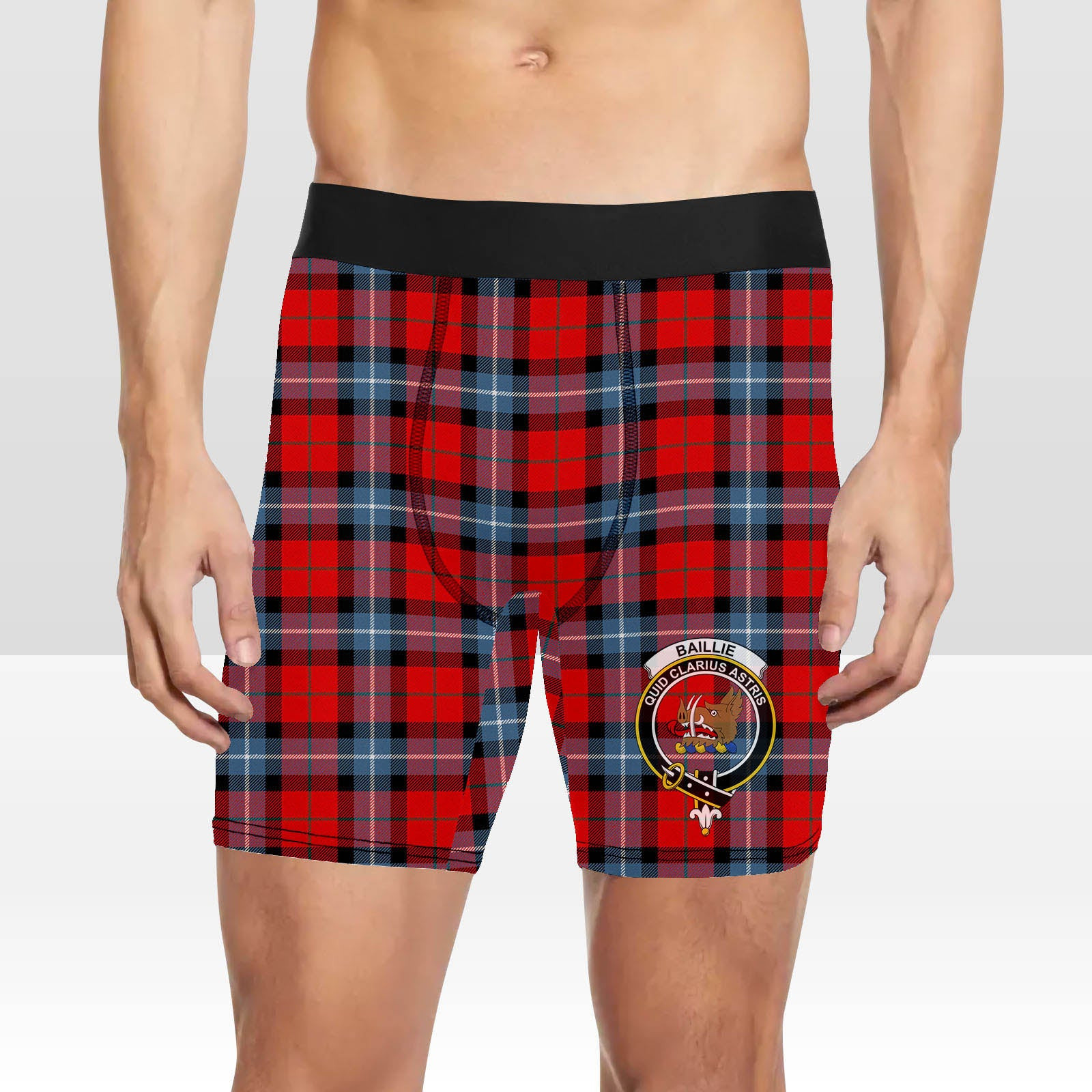 ScotsTee Shop Scottish Baillie of Polkemmet Red Modern Crest Tartan Boxer Shorts