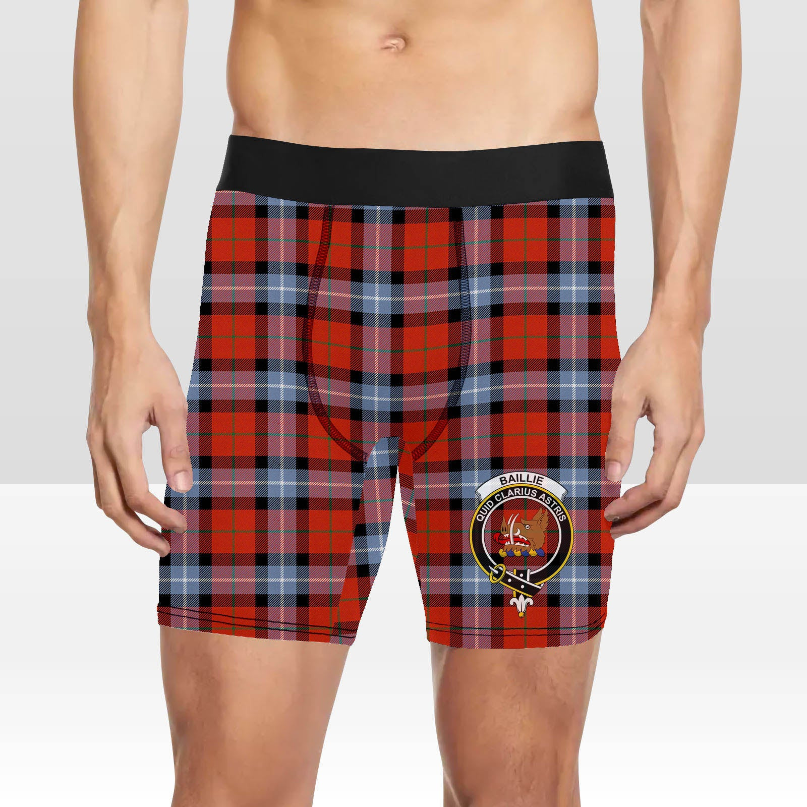 ScotsTee Shop Scottish Baillie of Polkemmet Red Ancient Crest Tartan Boxer Shorts