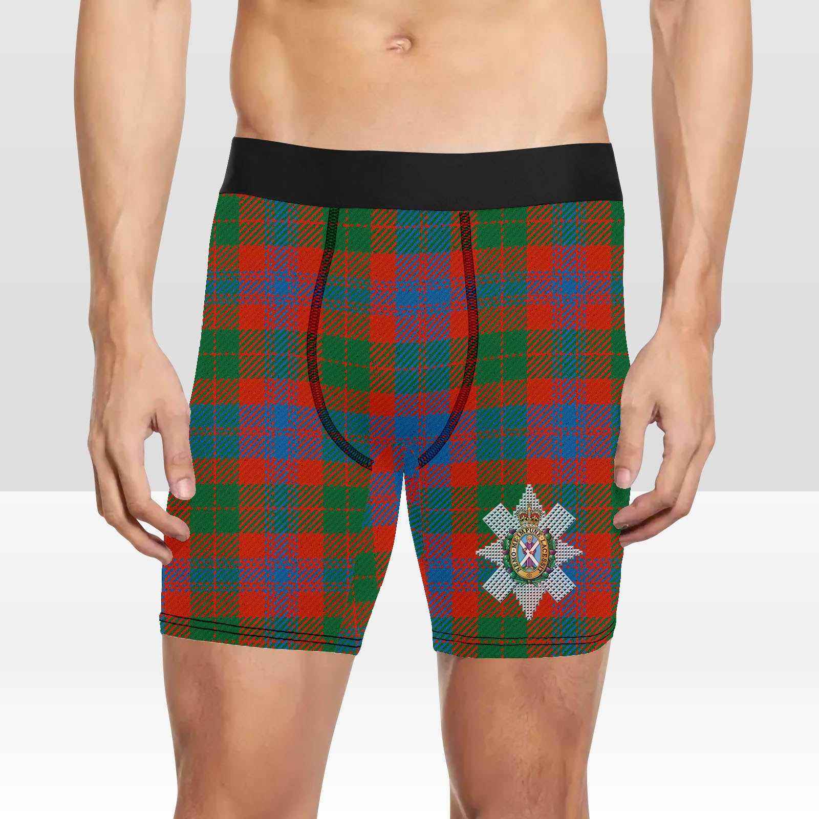 ScotsTee Shop Scottish Black Watch Pipe Band Ancient Crest Tartan Boxer Shorts