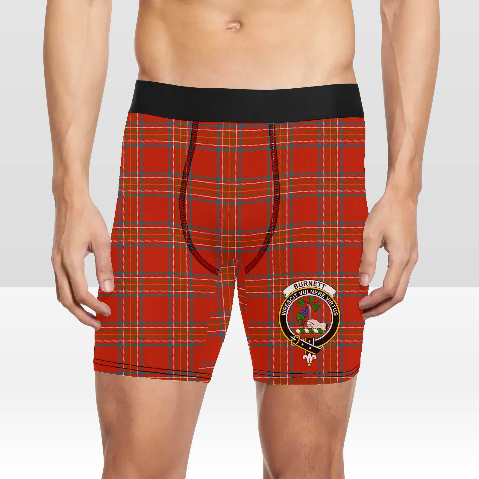 ScotsTee Shop Scottish Burnett of Leys Ancient Crest Tartan Boxer Shorts