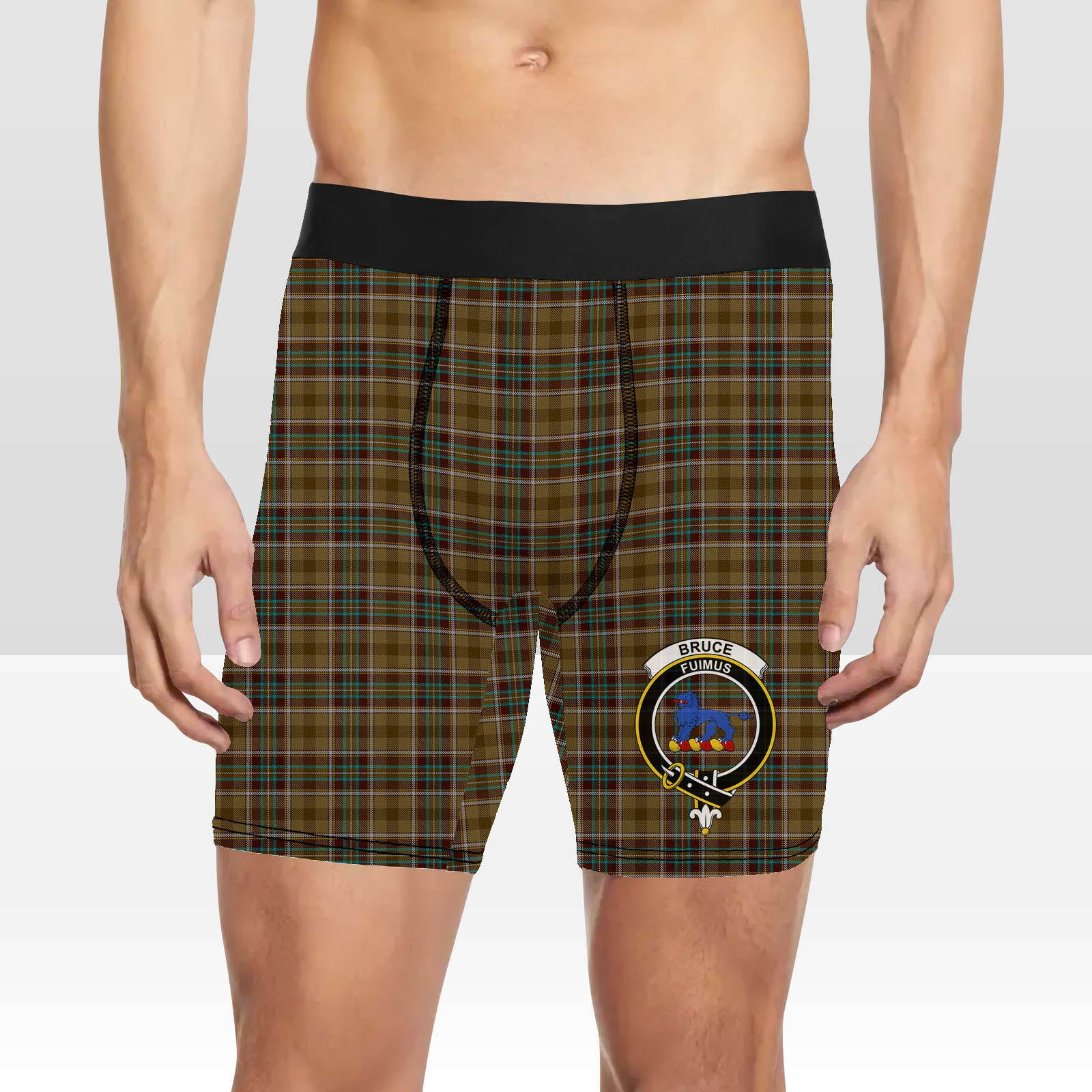 ScotsTee Shop Scottish Bruce of Kinnaird (Vivienne Westwood Design) Crest Tartan Boxer Shorts