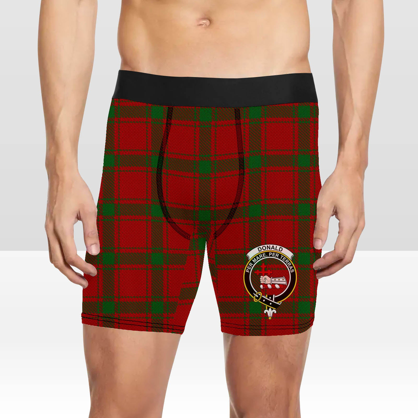 ScotsTee Shop Scottish Donald of Sleat Crest Tartan Boxer Shorts
