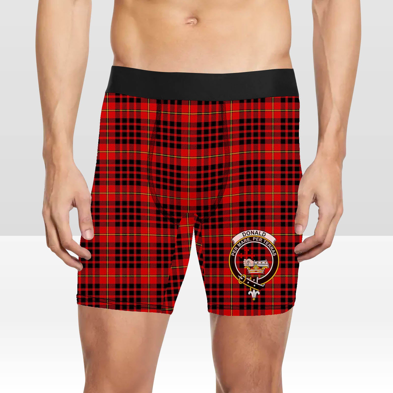 ScotsTee Shop Scottish Donald of Ardnamurchan Modern Crest Tartan Boxer Shorts