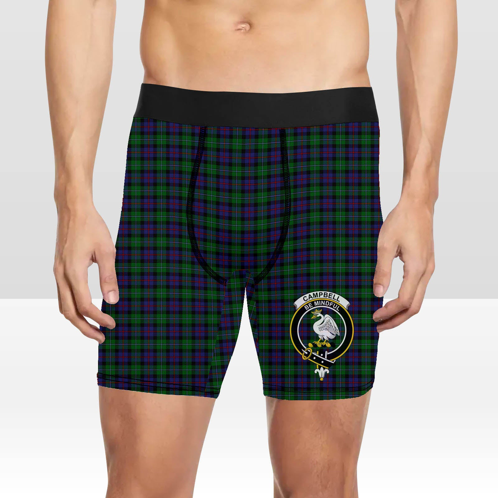 ScotsTee Shop Scottish Campbell of Cawdor Crest Tartan Boxer Shorts