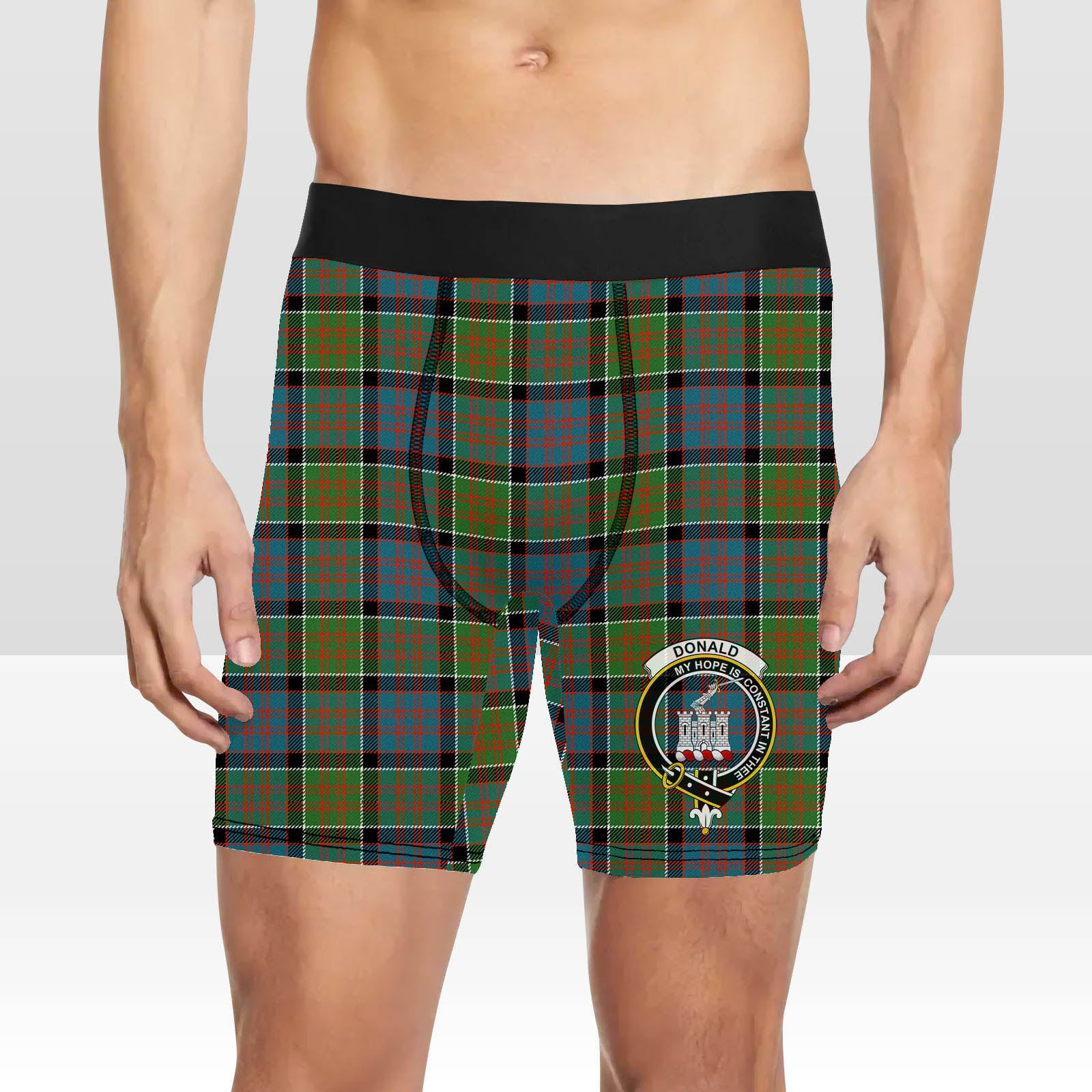 ScotsTee Shop Scottish Donald of Clan Ranald Ancient Crest Tartan Boxer Shorts