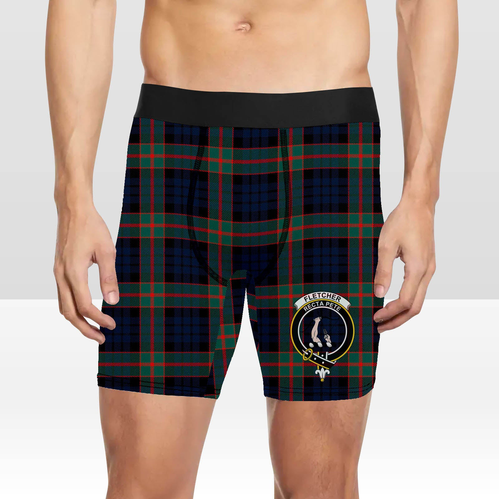 ScotsTee Shop Scottish Fletcher of Dunans Modern Crest Tartan Boxer Shorts