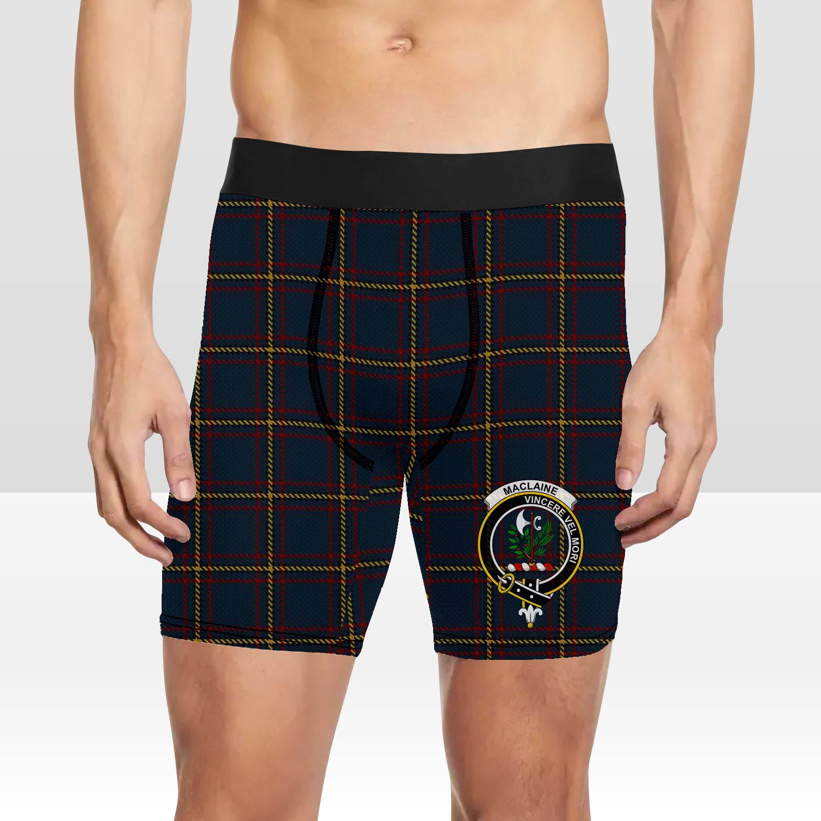 ScotsTee Shop Scottish MacLaine of Lochbuie Hunting Crest Tartan Boxer Shorts