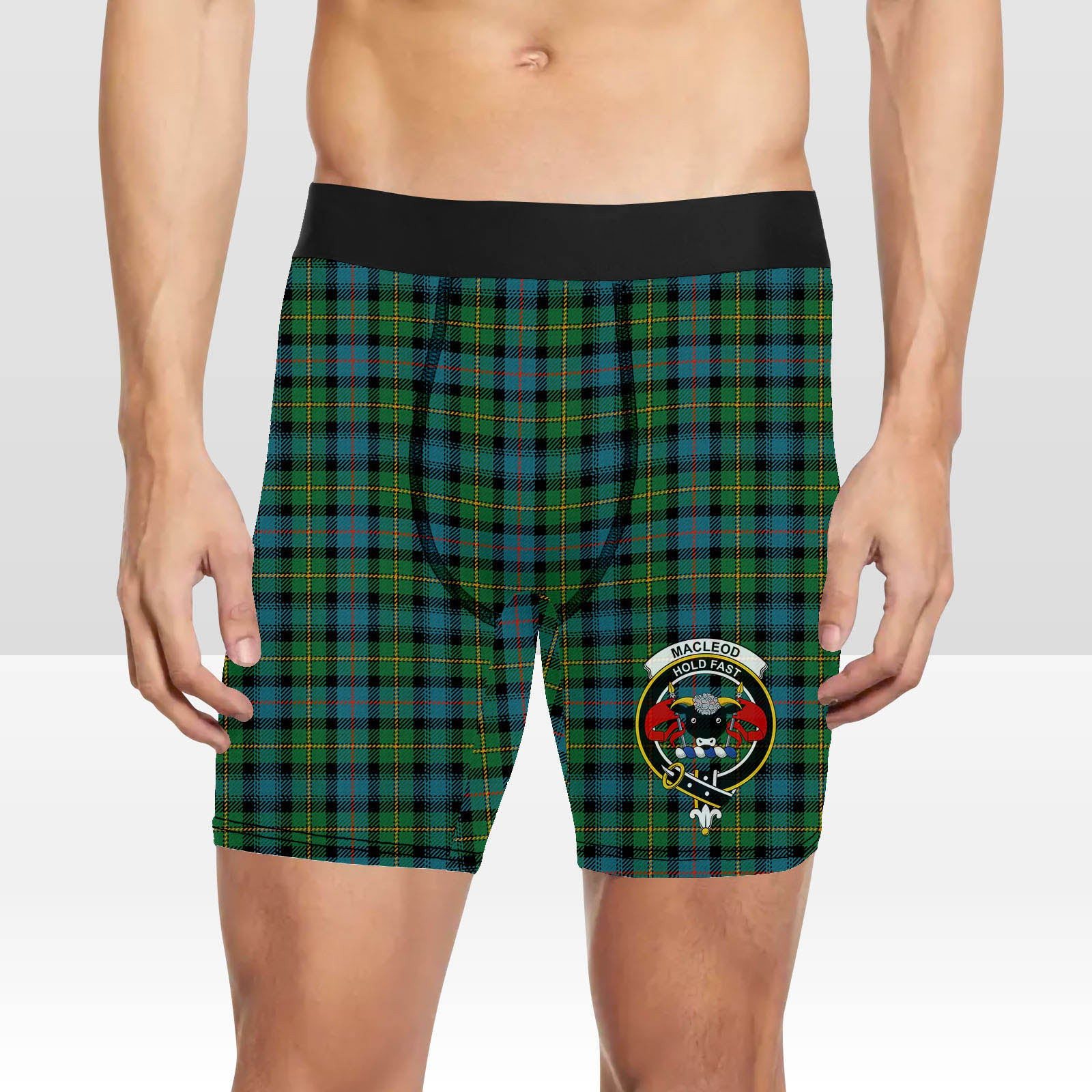ScotsTee Shop Scottish MacLeod of Skye Ancient Crest Tartan Boxer Shorts