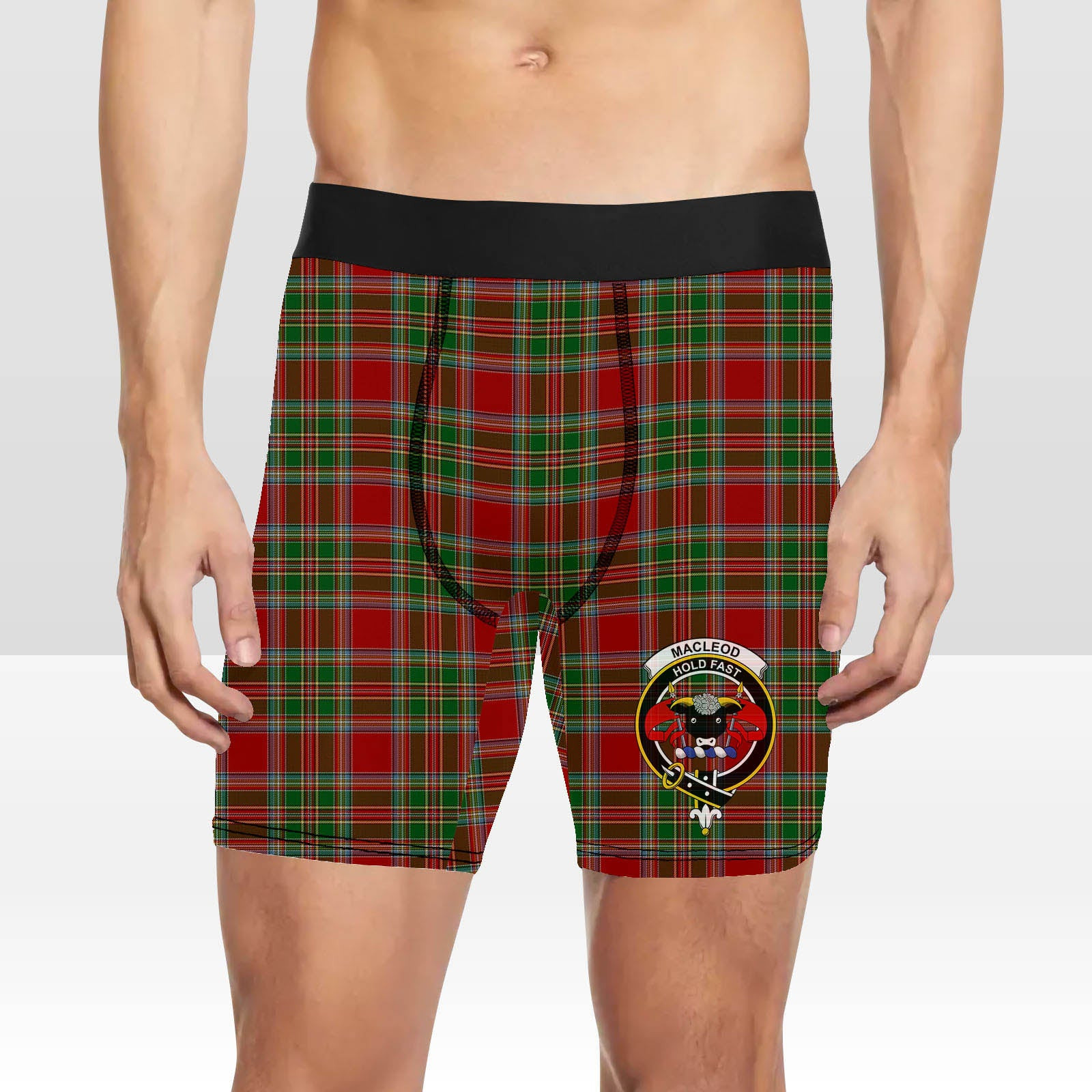 ScotsTee Shop Scottish MacLeod of Gesto 1 Crest Tartan Boxer Shorts