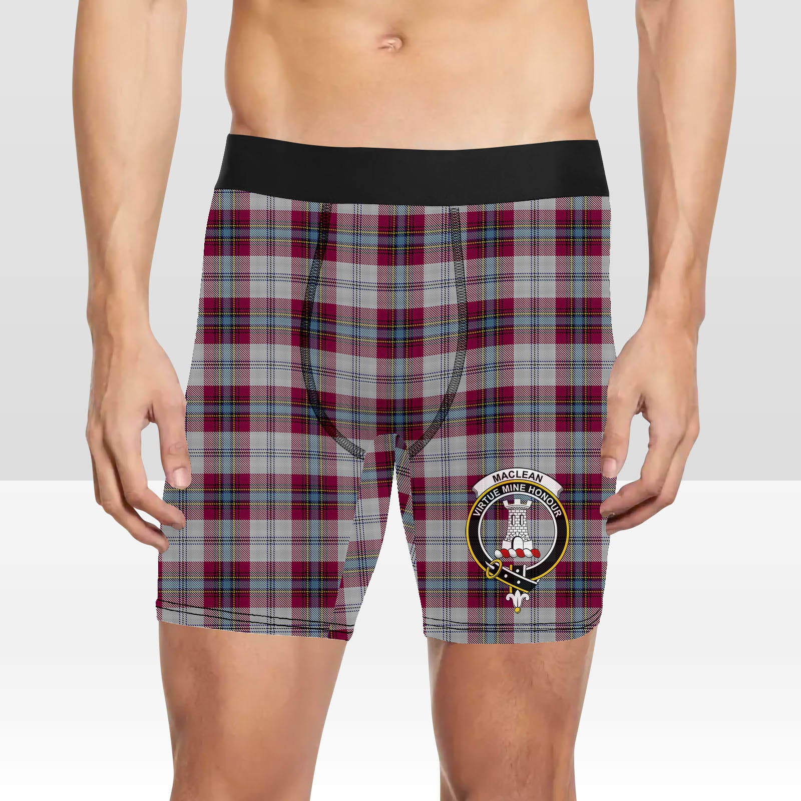 ScotsTee Shop Scottish MacLean of Duart Dress 4 Crest Tartan Boxer Shorts