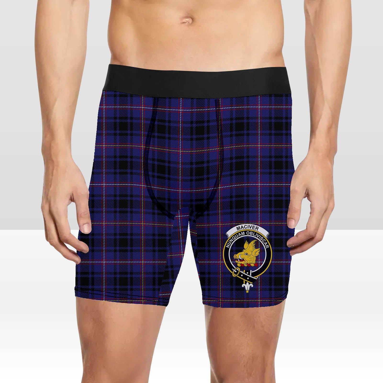 ScotsTee Shop Scottish MacIver of Strome Crest Tartan Boxer Shorts