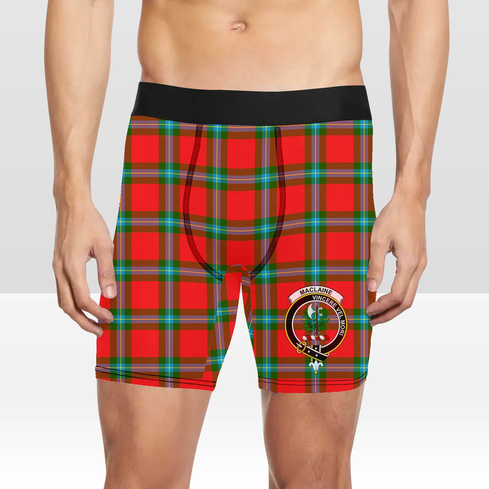 ScotsTee Shop Scottish MacLaine of Loch Buie Crest Tartan Boxer Shorts