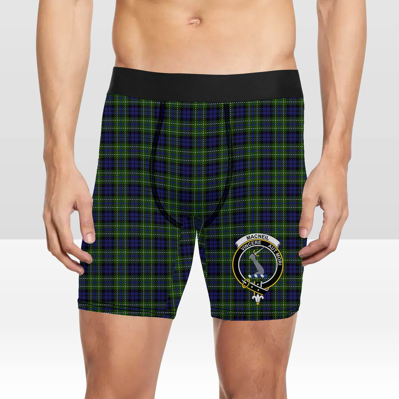 ScotsTee Shop Scottish MacNeil of Colonsay Crest Tartan Boxer Shorts