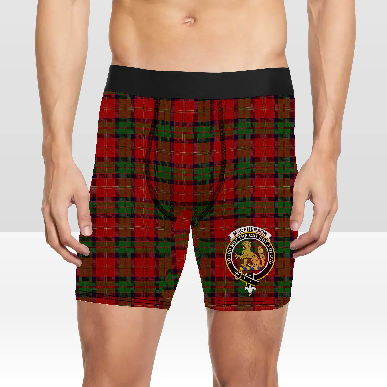 ScotsTee Shop Scottish MacPherson of Cluny Crest Tartan Boxer Shorts