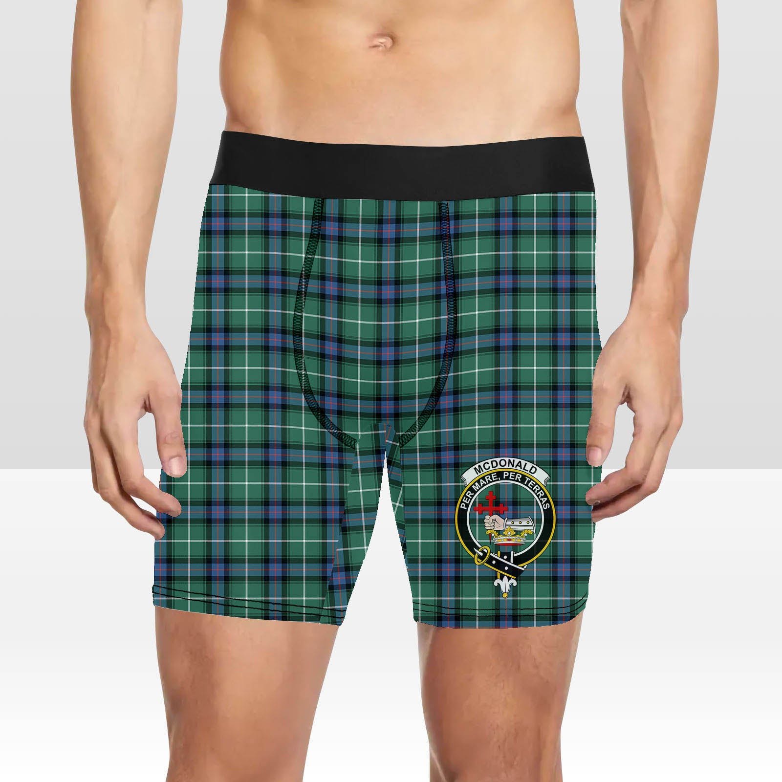 ScotsTee Shop Scottish McDonald of the Isles Hunting Ancient Crest Tartan Boxer Shorts