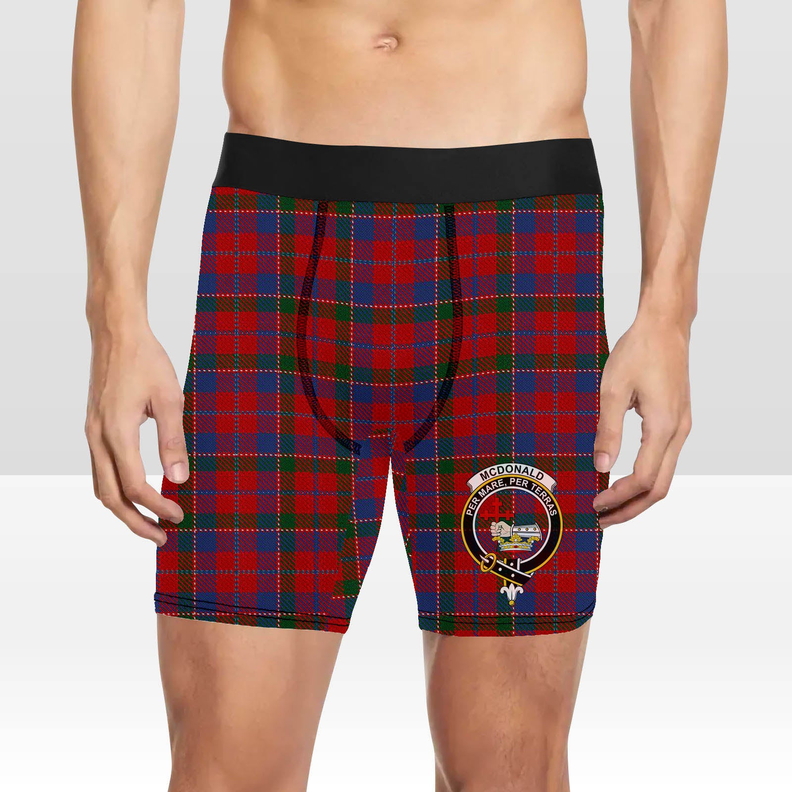 ScotsTee Shop Scottish McDonald of Glenaladale Crest Tartan Boxer Shorts