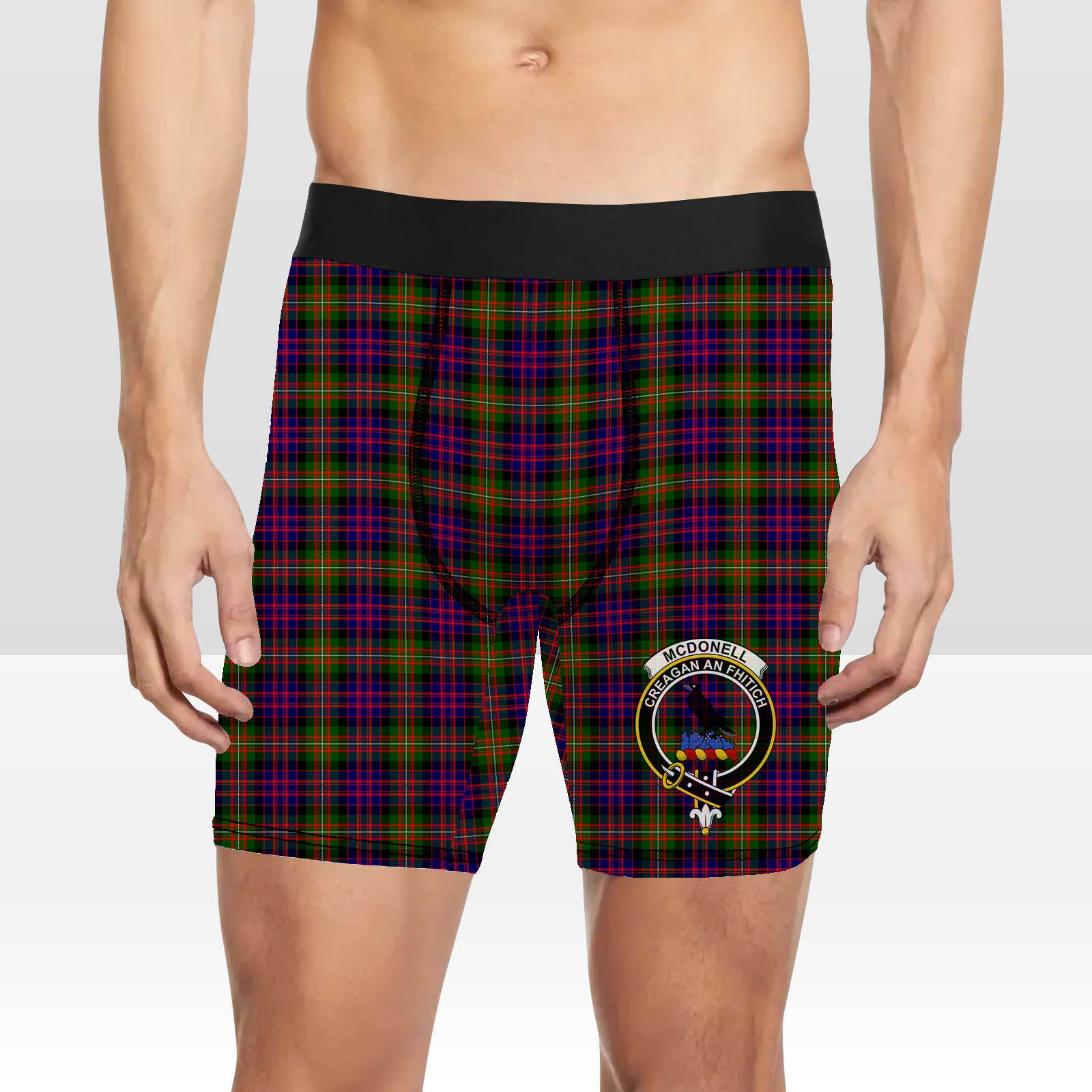 ScotsTee Shop Scottish McDonell Of Glengarry Modern Crest Tartan Boxer Shorts