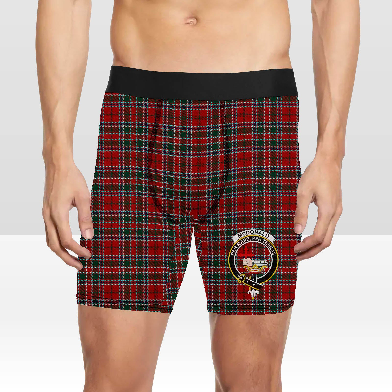 ScotsTee Shop Scottish McDonald of Lochmaddy Crest Tartan Boxer Shorts