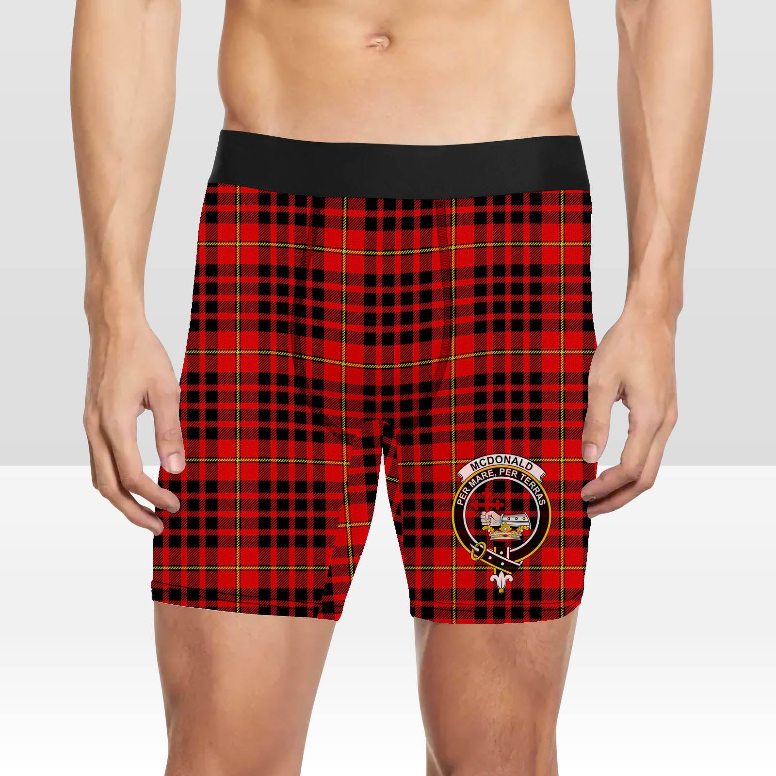 ScotsTee Shop Scottish McDonald of Ardnamurchan Modern Crest Tartan Boxer Shorts