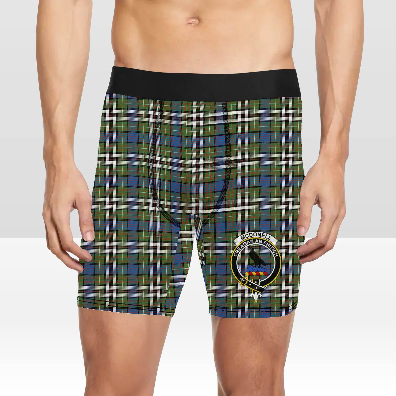ScotsTee Shop Scottish McDonell of Glengarry Dress Ancient Crest Tartan Boxer Shorts