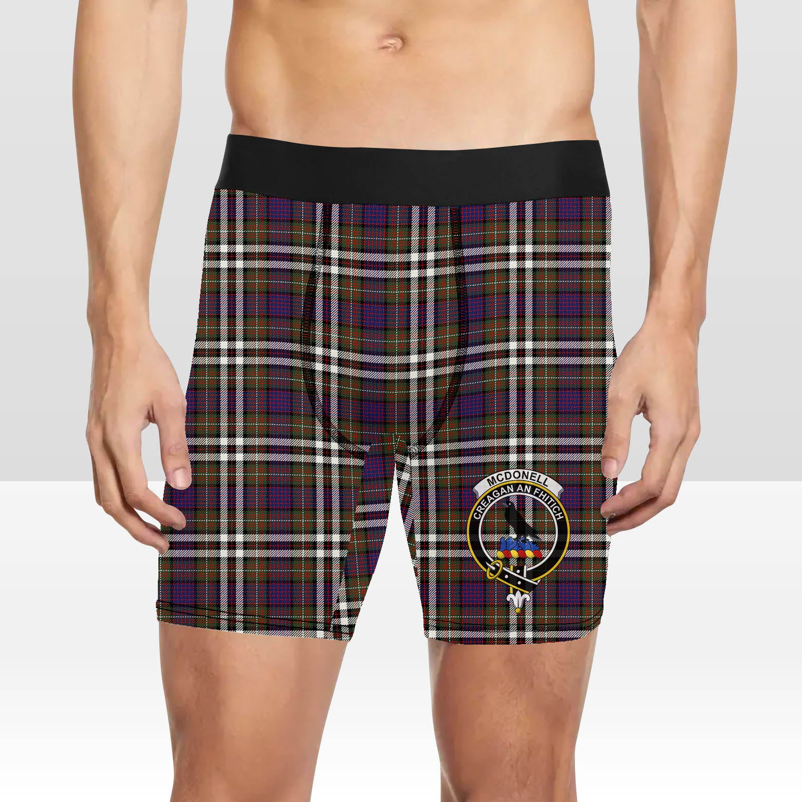 ScotsTee Shop Scottish McDonell of Glengarry Dress Modern Crest Tartan Boxer Shorts