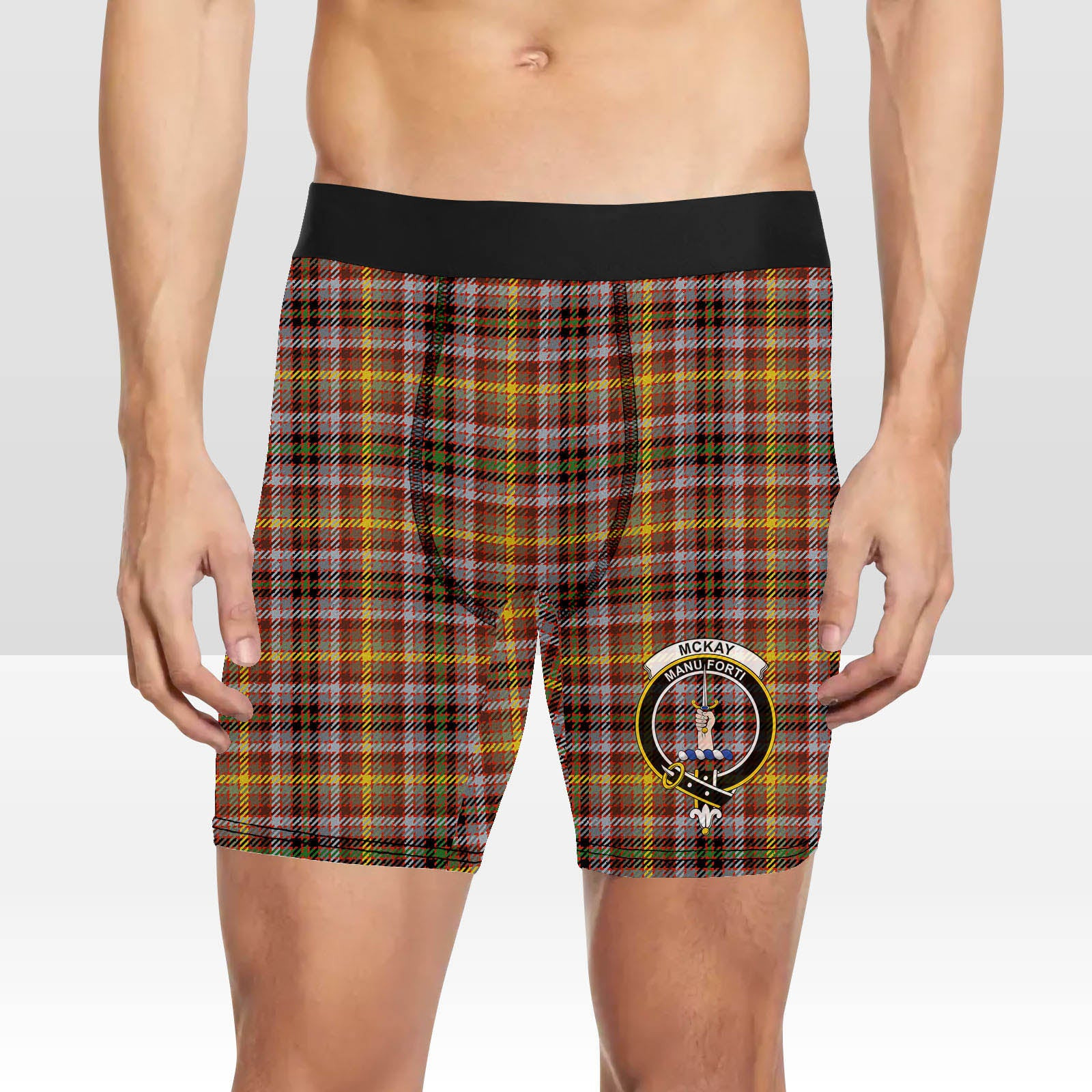 ScotsTee Shop Scottish McKay of Strathnaver Ancient Crest Tartan Boxer Shorts