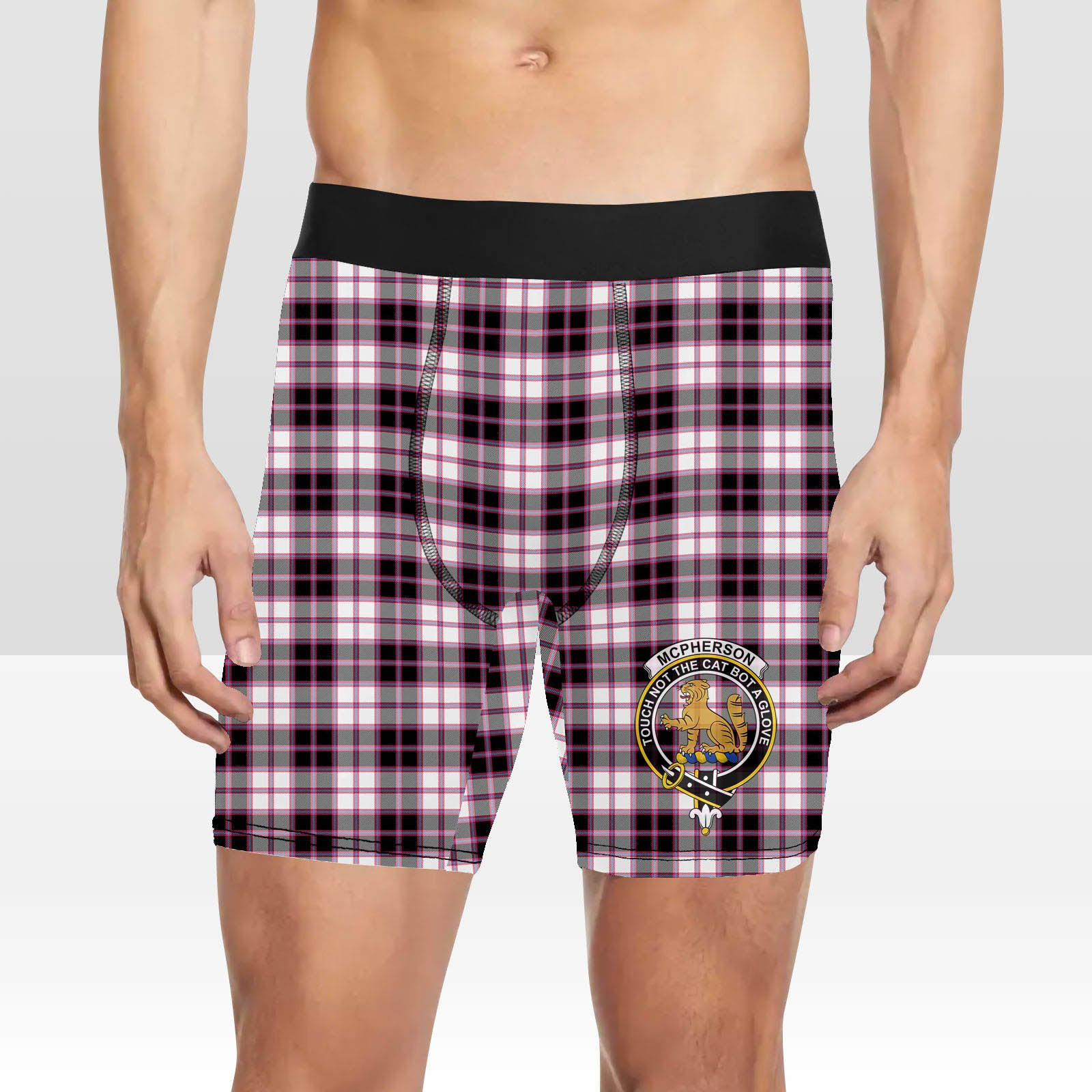 ScotsTee Shop Scottish McPherson Hunting Modern Crest Tartan Boxer Shorts