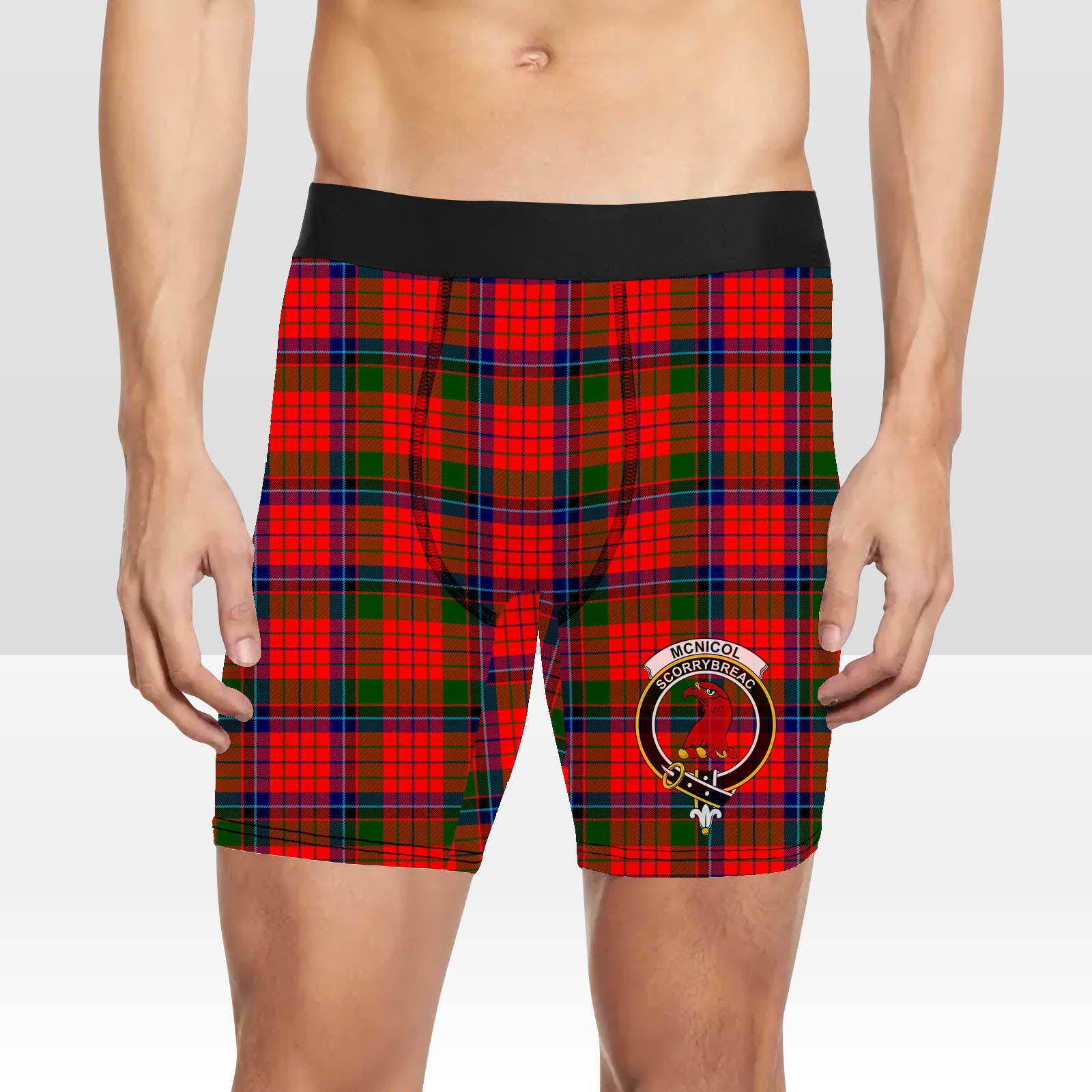 ScotsTee Shop Scottish McNicol of Scorrybreac Crest Tartan Boxer Shorts
