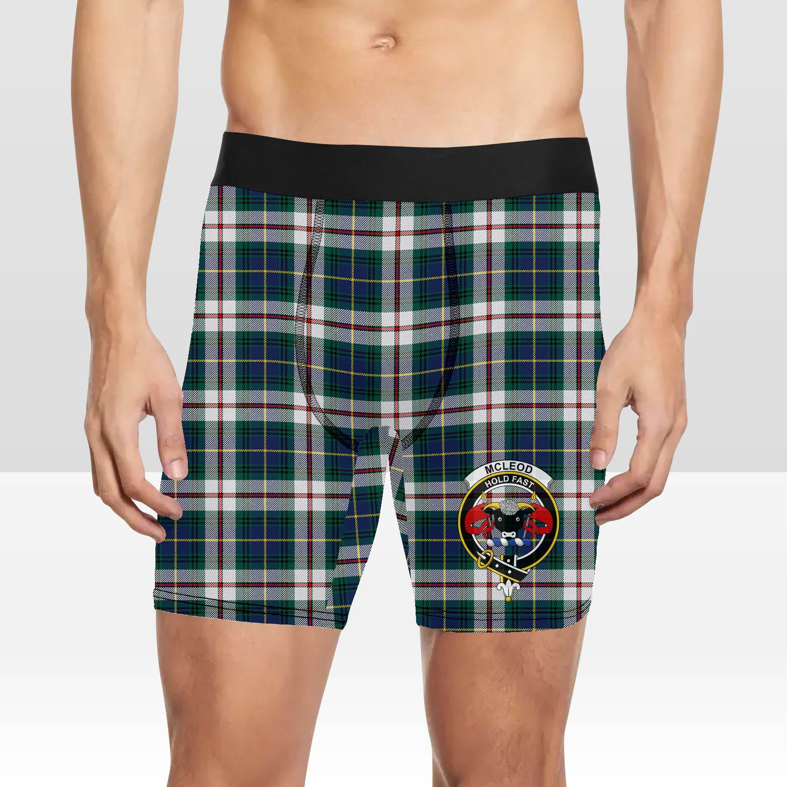 ScotsTee Shop Scottish McLeod Of Californian Modern Crest Tartan Boxer Shorts