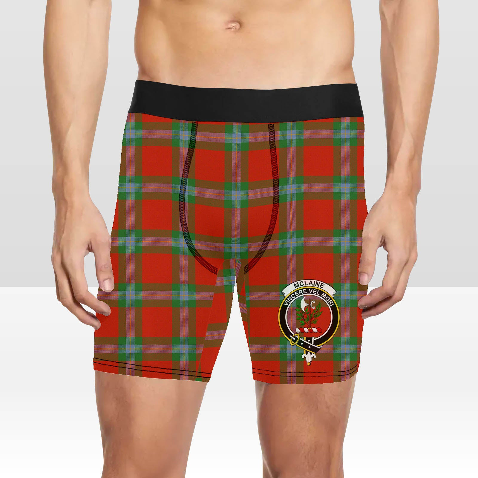 ScotsTee Shop Scottish McLaine of Loch Buie Ancient Crest Tartan Boxer Shorts