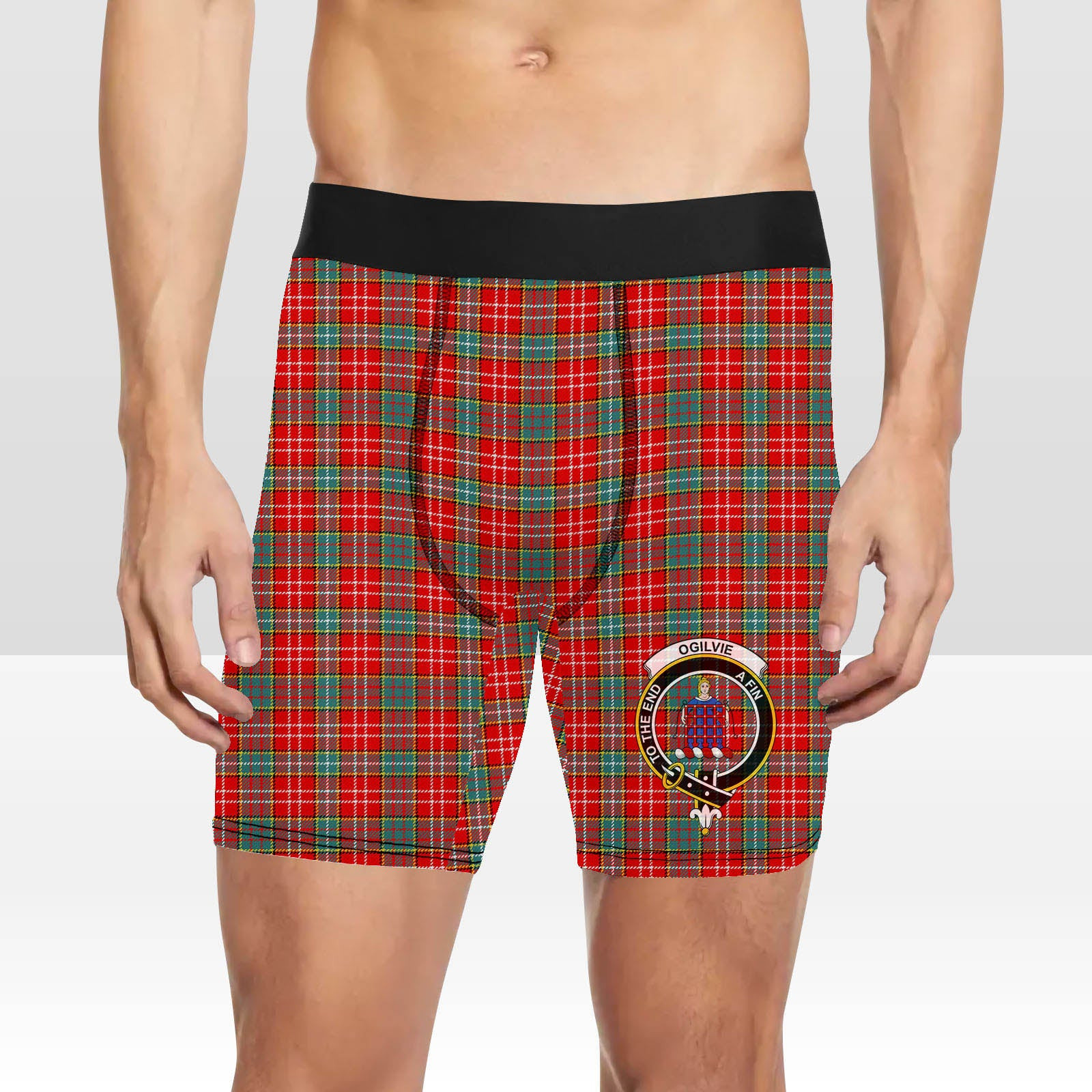 ScotsTee Shop Scottish Ogilvie (Ogilvy) Modern Crest Tartan Boxer Shorts