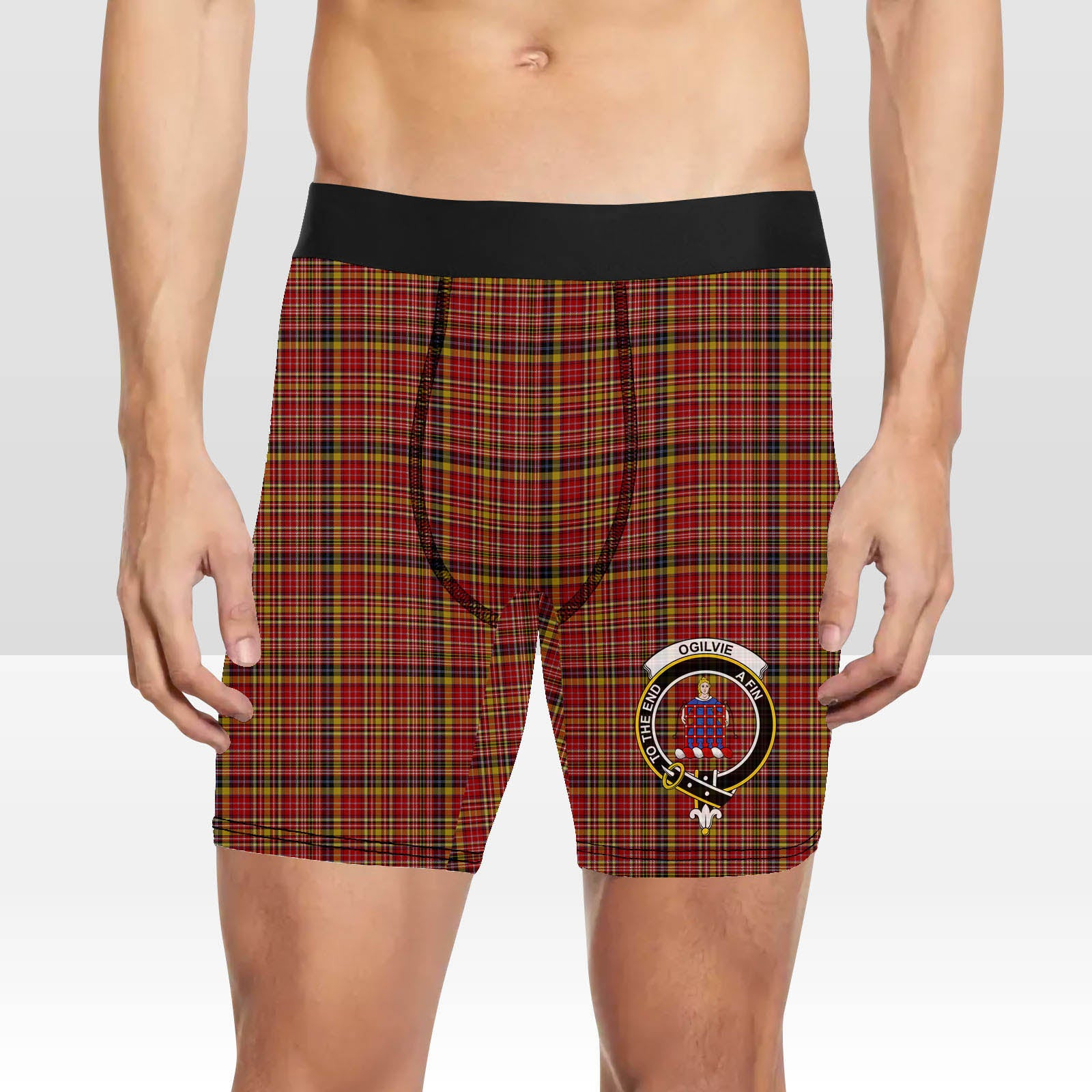 ScotsTee Shop Scottish Ogilvie (Ogilvy) of Strathallan Crest Tartan Boxer Shorts