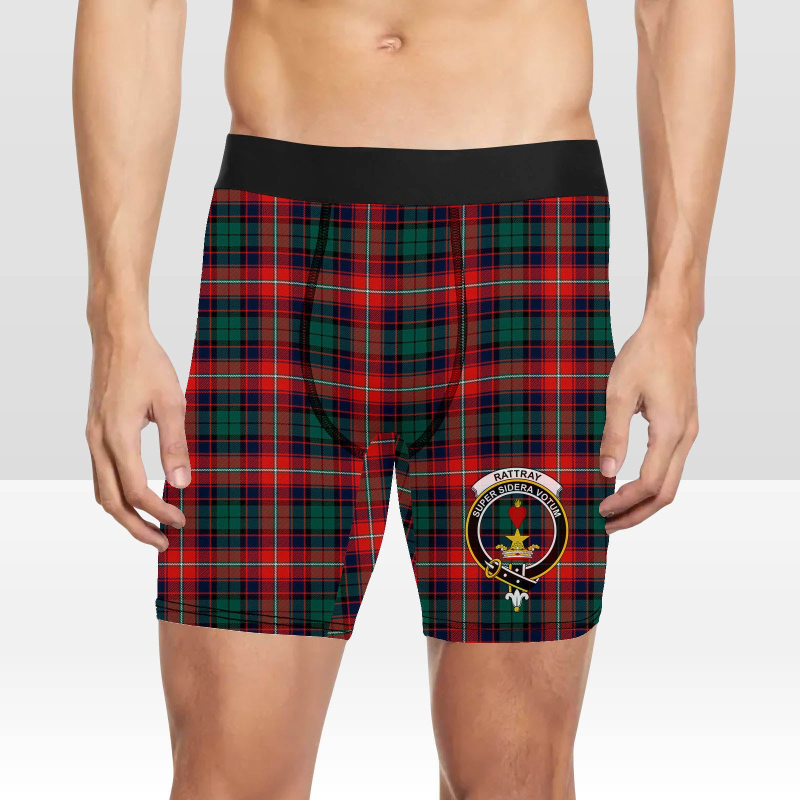 ScotsTee Shop Scottish Rattray of Lude Modern Crest Tartan Boxer Shorts